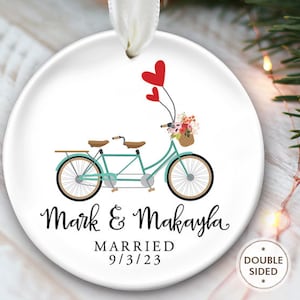Tandem Bicycle Ornament Married Personalized Christmas Ornament Tandem Bike Gift for Couple Keepsake Ornament Anniversary Gift Wedding OR440