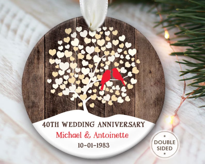 Anniversary Ornament 50th Wedding Anniversary Gift for Parents Lovebird Anniversary Christmas Ornament for 40th 25th 10th 60th 5th 1st OR857 40th Anniversary