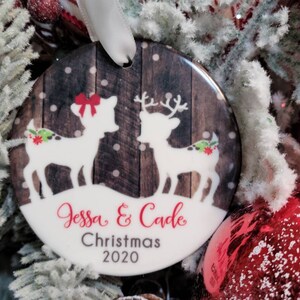 Sibling Ornament, Big Brother, Little Sister, Big Sister, Little Brother, Personalized Christmas Ornament, Deer Ornament fake "wood"
