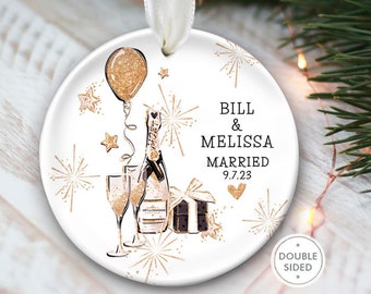 Wedding Ornament for Couple Gift for Wedding Christmas Ornament Celebrating Marriage Gift for Married Couple First Christmas Ornament OR462