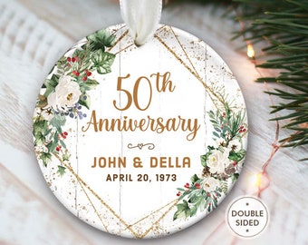 50th Anniversary gifts for parents 50th Anniversary Ornament 50th Wedding Anniversary Gifts for Couples 50th Christmas Ornament Golden OR079