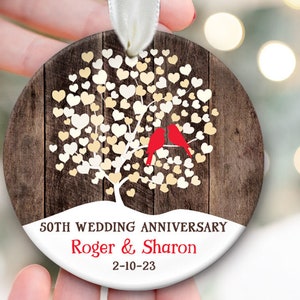 50th Wedding Anniversary Ornament 50th Anniversary Gift for Parents 50th Wedding Anniversary Gift Lovebirds Ornament Personalized Gift OR857