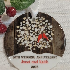 40th Anniversary Gift for Parents Anniversary Ornament 40th Anniversary Gifts for 40th Wedding Anniversary Gift for Couples fake wood OR857 image 4