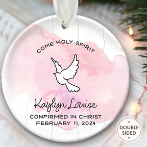 Confirmation Ornament Gift for Girl Confirmation Gift Confirmation Christmas Ornament dove ornament confirmed in Christ Holy Spirit OR448 Pink - Girl