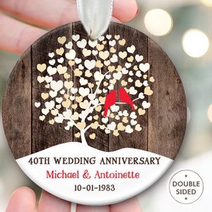 40th Anniversary Gift for Parents Anniversary Ornament 40th Anniversary Gifts for 40th Wedding Anniversary Gift for Couples fake wood OR857 40th Anniversary