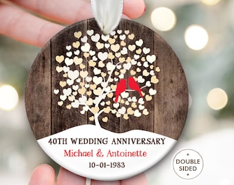 40th Anniversary Gift for Parents Anniversary Ornament 40th Anniversary Gifts for 40th Wedding Anniversary Gift for Couples fake wood OR857