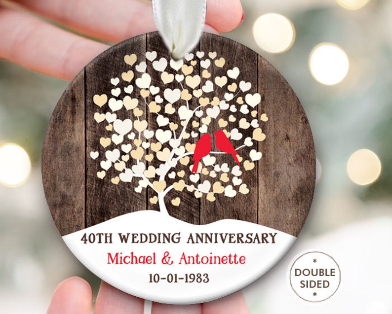 40th Anniversary Gift for Parents Anniversary Ornament 40th Anniversary Gifts for 40th Wedding Anniversary Gift for Couples fake wood OR857 40th Anniversary