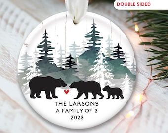 Bear Family Ornament Bear Ornament Family of 4 Christmas Ornament Family of 6 Christmas Ornament Personalized Black Bear Family of 3 OR318