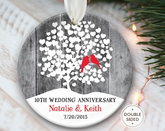 50th Anniversary Gift for Parents 40th Anniversary Ornament 10th Anniversary Gifts for Couples Ornament Gray Love birds 20th 25th 60th OR855