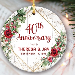 40th Anniversary Ornament for 40th Wedding Anniversary Ruby Anniversary Ornament Ceramic 40th Anniversary Gift