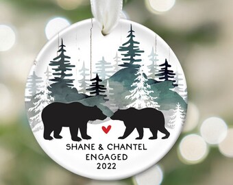 Bear Engagement Ornament Bear Personalized Wedding Gift for Couple Bear Couple Gift for Engaged Bear Together Ornament Married Bear OR319