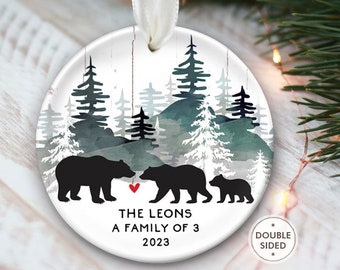 Bear Family Ornament Bear Ornament Family of 4 Christmas Ornament Family of 6 Christmas Ornament Personalized Black Bear Family of 3 OR318