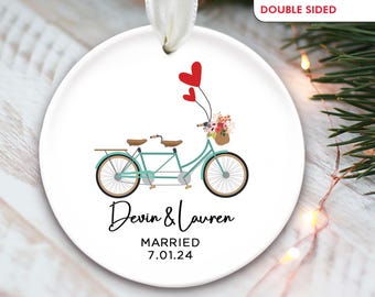 Tandem Bicycle Ornament Married Personalized Christmas Ornament Tandem Bike Gift for Couple Keepsake Ornament Anniversary Gift Wedding OR440
