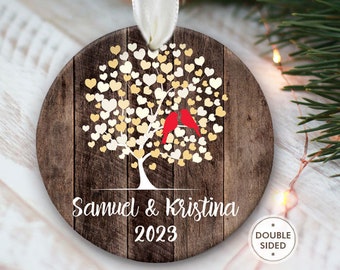 Ornament gift for couple Christmas ornament personalized love birds ornament for engaged couple gift engagement lovebird tree ornament OR550