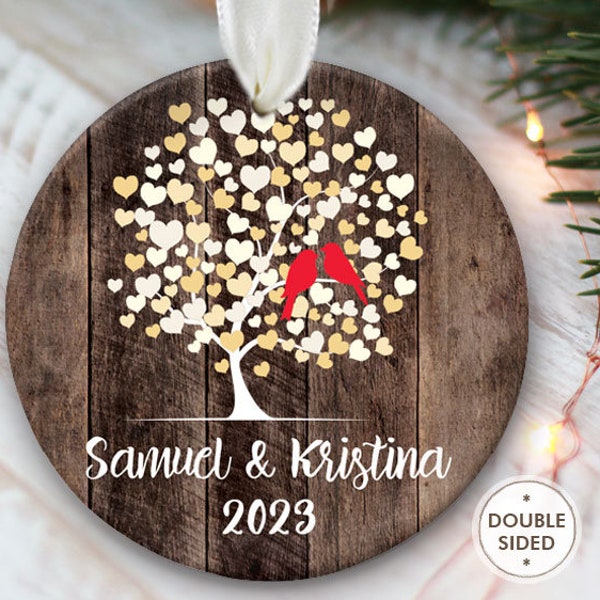 Ornament gift for couple Christmas ornament personalized love birds ornament for engaged couple gift engagement lovebird tree ornament OR550