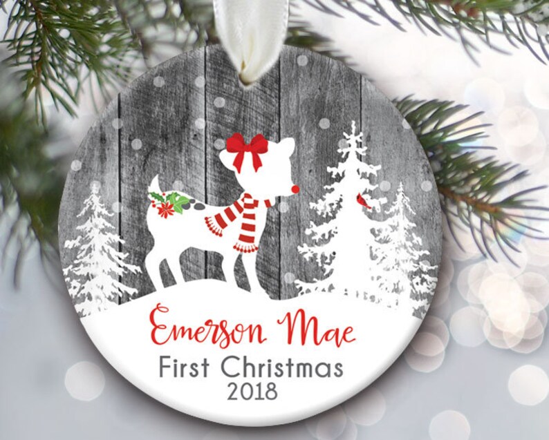 Babys First Christmas Ornament Deer Ornament Baby Boy Etsy
