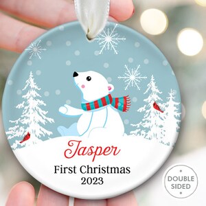 Polar Bear Ornament Personalized Babys First Christmas Ornament for Baby Grandchild Gift for Baby Ornament Polar Bear Gift for Newborn OR944 First Christmas