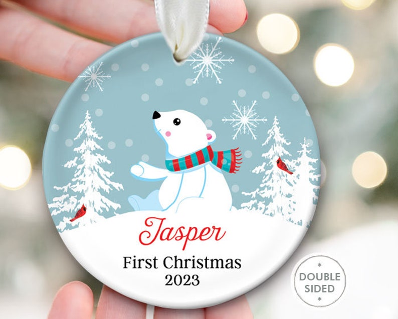 Polar Bear Ornament Personalized Babys First Christmas Ornament for Baby Grandchild Gift for Baby Ornament Polar Bear Gift for Newborn OR944 First Christmas