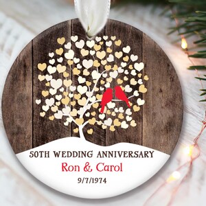 Anniversary Ornament Love birds Wedding Anniversary Gift for Parents Lovebird Anniversary Christmas Ornament for 50th, 40th 25th 10th 60th 5th 1st Anniversary
