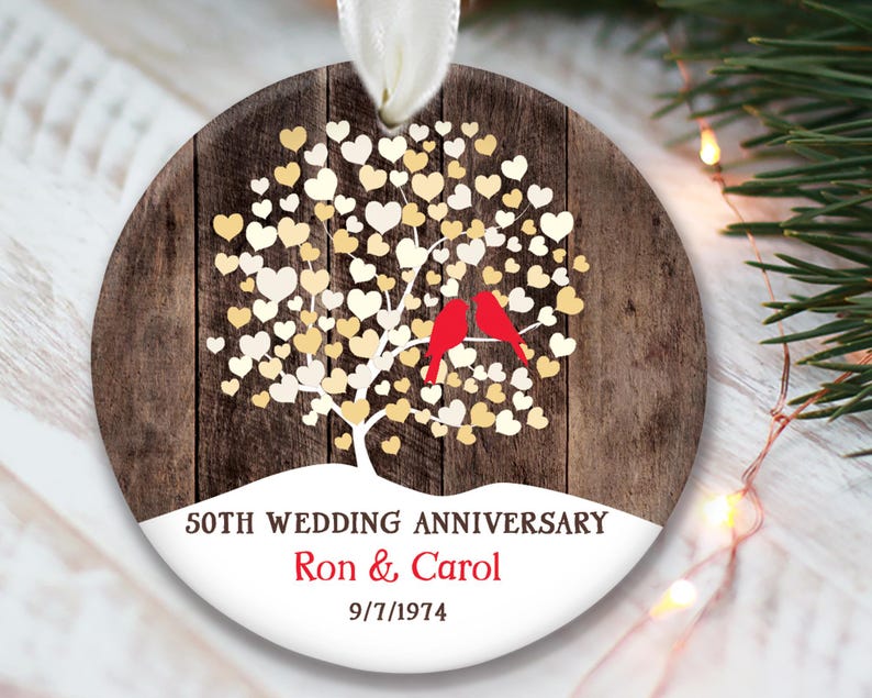 Anniversary Ornament Love birds Wedding Anniversary Gift for Parents Lovebird Anniversary Christmas Ornament for 50th, 40th 25th 10th 60th 5th 1st Anniversary
