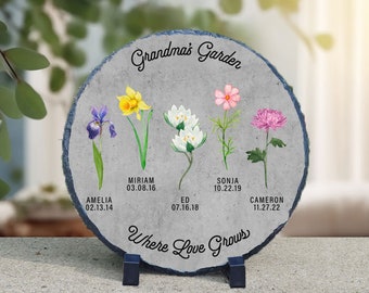 Birth Month Garden Stone Personalized Birth Flower Gift for Grandma Garden Stone Gift for Mother's Day Gift for Nana Garden Mimi Gigi S101