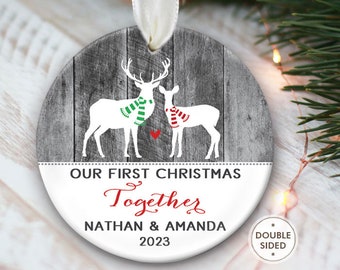First Christmas Together Ornament Buck and Doe Ornament for Couples Gift Personalized Christmas Ornament Deer Couple's Ornament Dating OR097