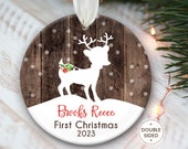 Deer Ornament Rustic Babys First Christmas Ornament for Baby Boy Gift for Newborn Baby Fawn Ornament Deer Personalized 1st Baby Gift OR373