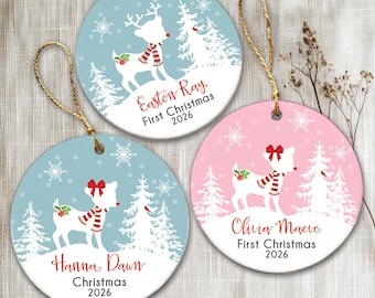 Baby's First Christmas Ornament for Girl, Personalized Child Ornament for Boy, New baby Deer Ornament, Baby Boy Gift, Baby Girl Gift OR989