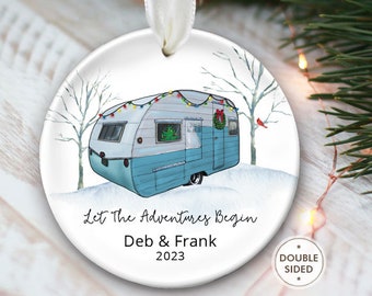 Camper Ornament Retro Camper Ornament RV Ornament Vintage Camper Ornament Happy Camper Gifts Let the adventures begin retirement gift OR836