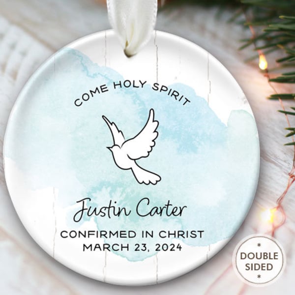 Confirmation Ornament Catholic Confirmation Gift for Girl Confirmed in Christ Ornament Dove Confirmation Gift Boy Christmas Ornament OR448