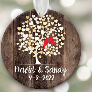 Ornament gift for couple Christmas ornament personalized love birds ornament for engaged couple gift engagement lovebird tree ornament OR550 image 2