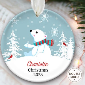 Polar Bear Ornament Personalized Babys First Christmas Ornament for Baby Grandchild Gift for Baby Ornament Polar Bear Gift for Newborn OR944