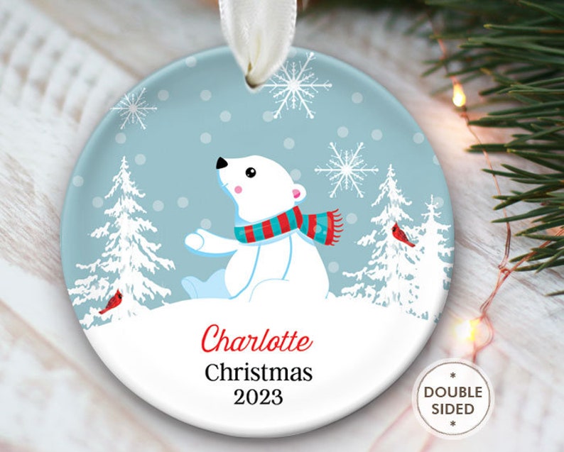 Polar Bear Ornament Personalized Babys First Christmas Ornament for Baby Grandchild Gift for Baby Ornament Polar Bear Gift for Newborn OR944 Christmas