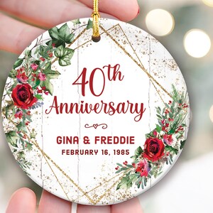 Anniversary Ornament 40th Anniversary Christmas Ornament Keepsake Ruby Ornament