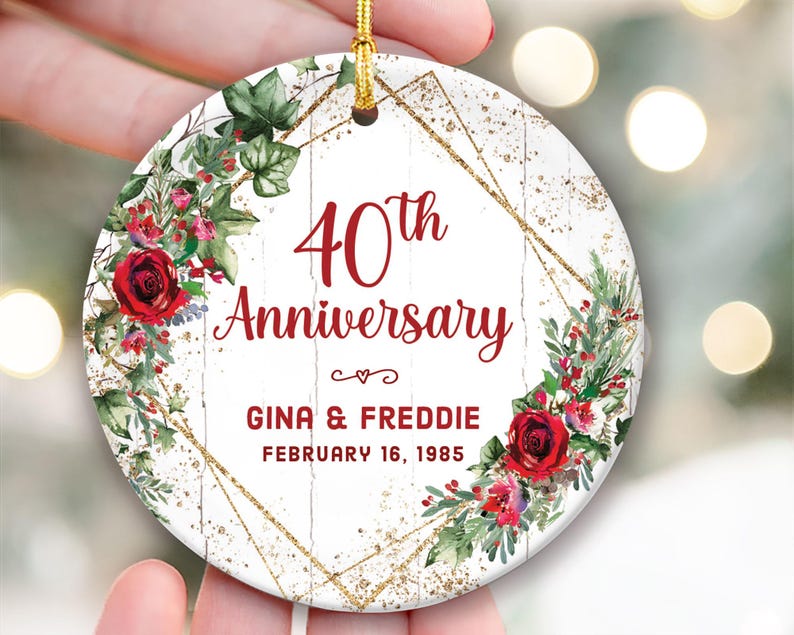 Anniversary Ornament 40th Anniversary Christmas Ornament Keepsake Ruby Ornament