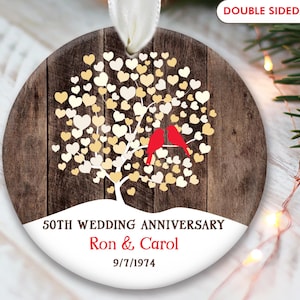 50th Wedding Anniversary Ornament 50th Anniversary Gift for Parents 50th Wedding Anniversary Gift Lovebirds Ornament Personalized Gift OR857