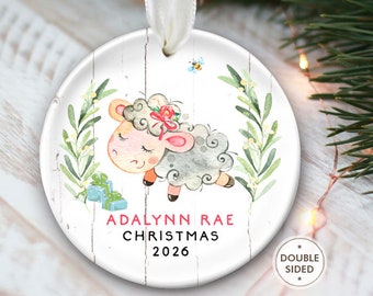 Lamb Ornament Baby Ornament Lamb Baby First Christmas Lamb Christmas Ornament Personalized Lamb Ornament for Baby Boy for Baby Girl OR613