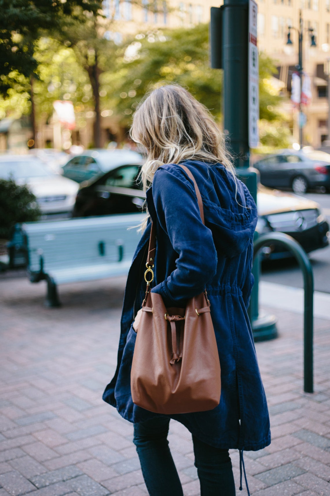 Brown Leather Bucket Bag | Etsy