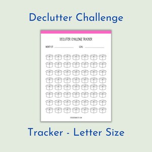 Declutter Challenge Tracker PRINTABLE with Instructions