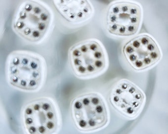 White Vintage Glass Buttons