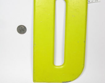 10" Vintage Metal Letter D - Marquee Signage - Letter Sign - Monogram Initial - Yellow Letter