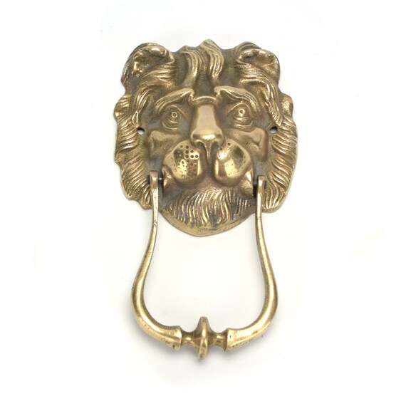 Large Vintage Brass Lion Head Door Knocker French Cottage Etsy