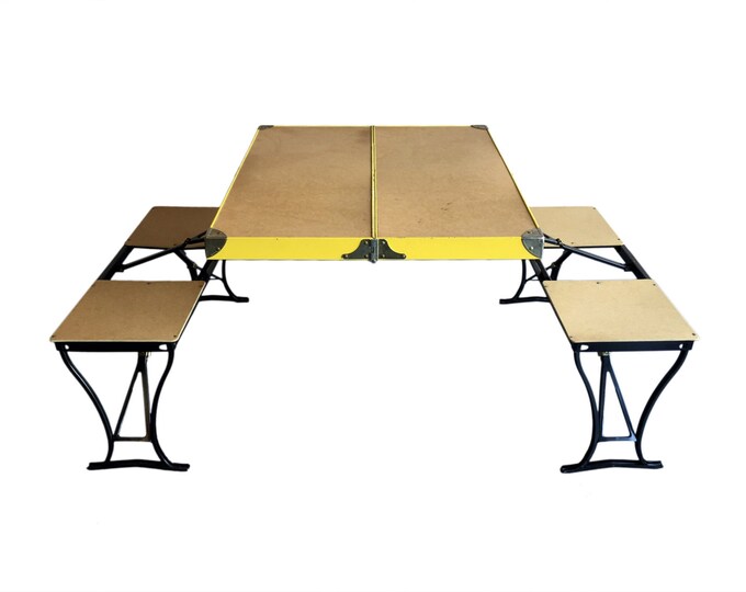 Vintage Mid Century Fold up Picnic Table Handy Table and Chair Set by