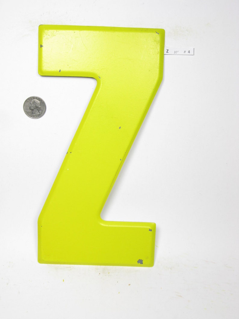 10 Vintage Metal Letter Z Marquee Signage Letter Sign Monogram Initial Yellow Letter image 2