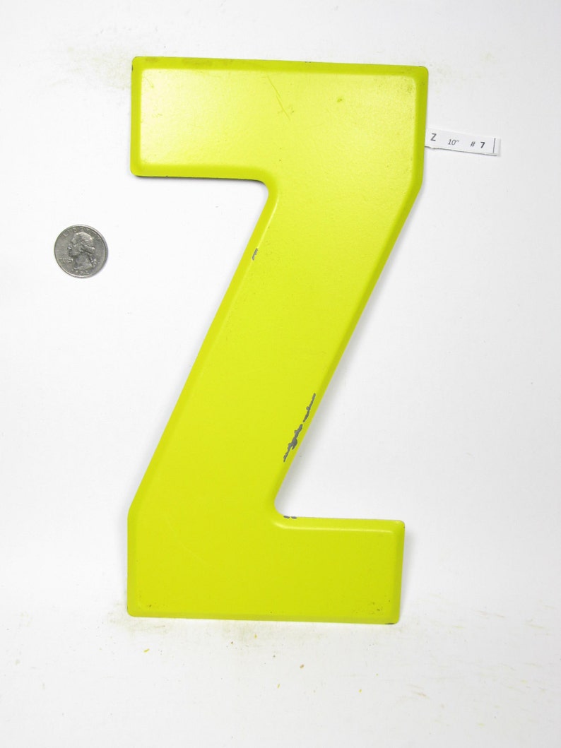 10 Vintage Metal Letter Z Marquee Signage Letter Sign Monogram Initial Yellow Letter image 3