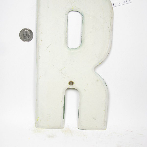 10" Vintage Metal Letter  R - Marquee Signage - Letter Sign - Monogram Initial - White Letter