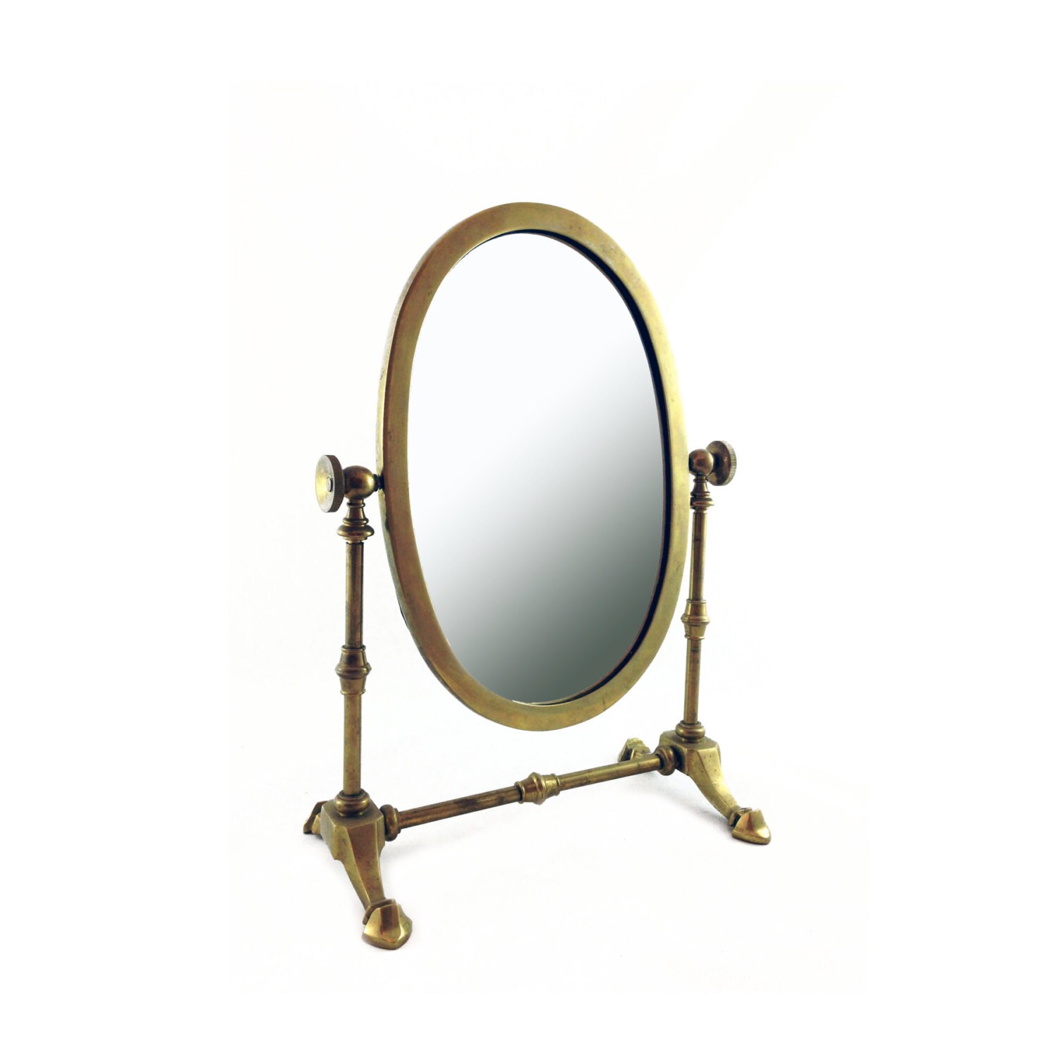 Antique Brass Shaving Mirror Table Top Vanity Gold Dresser Etsy