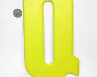 10" Vintage Metal Letter Q - Marquee Signage - Letter Sign - Monogram Initial - Yellow Letter