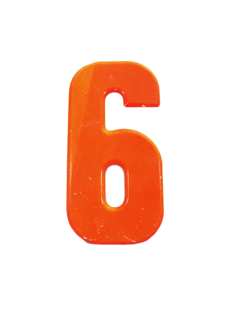 7 1/2 Vintage Metal Number 6 Orange Marquee Signage Number Six Sign Birthday Numbers House Number Outdoor Kid's Party Decor Sports image 3