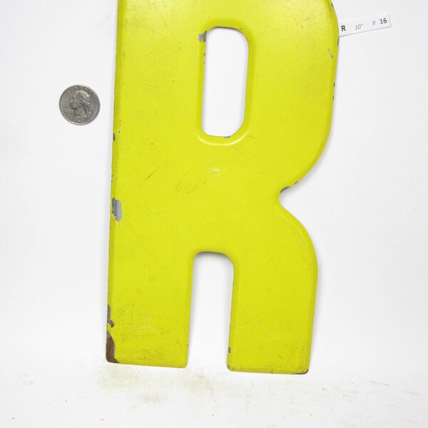 10" Vintage Metal Letter  R - Marquee Signage - Letter Sign - Monogram Initial - Yellow Letter
